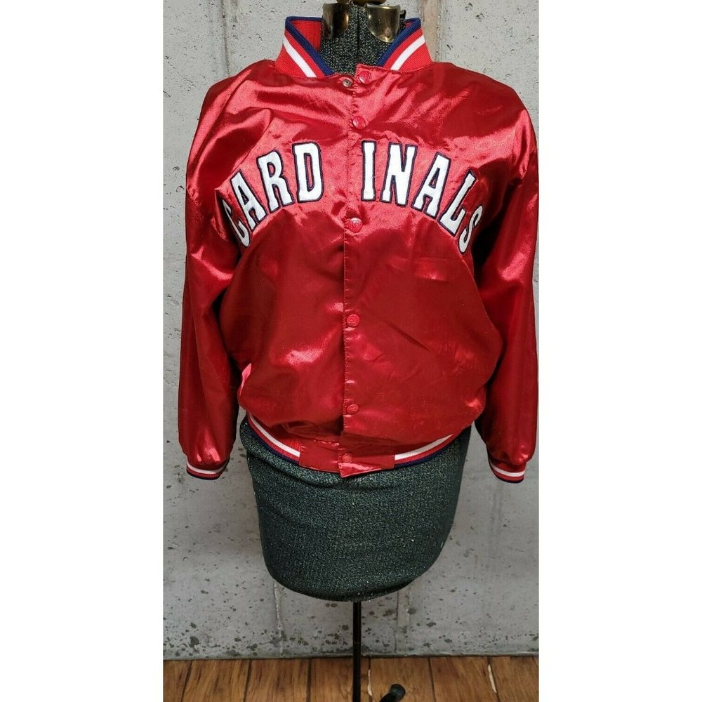 VTG St. Louis Cardinals Retro Satin Baseball Jacket Mighty Mac  Large 16-18